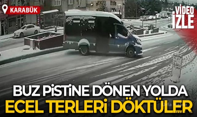 Sürücülerin buzlu yollardaki ecel terleri kameralara böyle yansıdı