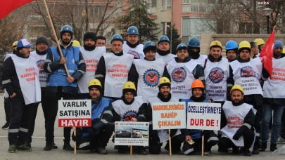 MADEN IŞÇILERI HAZINE VE MALIYE BAKANLIĞI ÖNÜNDE