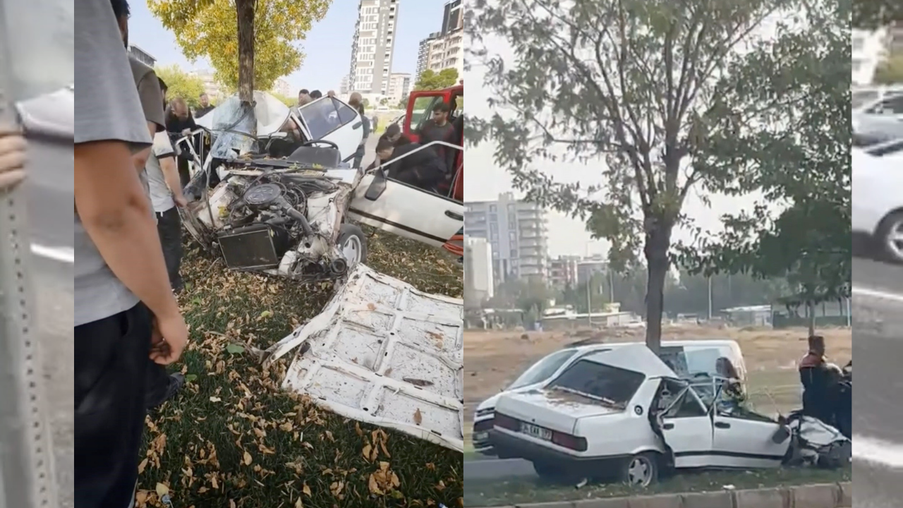 Şanlıurfa'da otomobil ağaca ok gibi saplandı